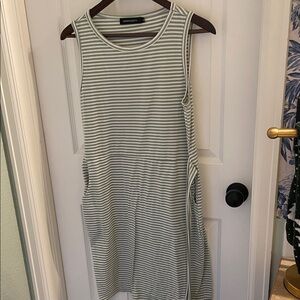 Monrow Women's Striped Midi Dress - Gray